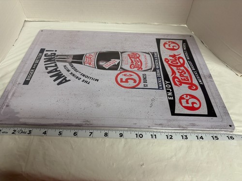 Retro Tin Metal 17" x 12 " Wall Sign Pepsi " Bigger & Better Amazing NEW - Picture 7 of 7