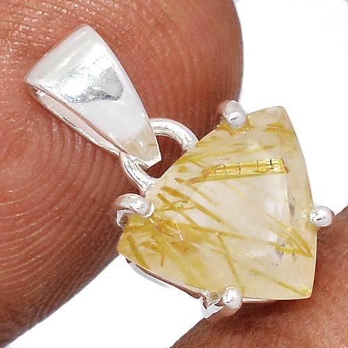 Joyas Plata 925 Silver Yellow Rutile Quartz Ring - Three Stone Faceted Gemstone Ring For August Birth/Leo - View #5