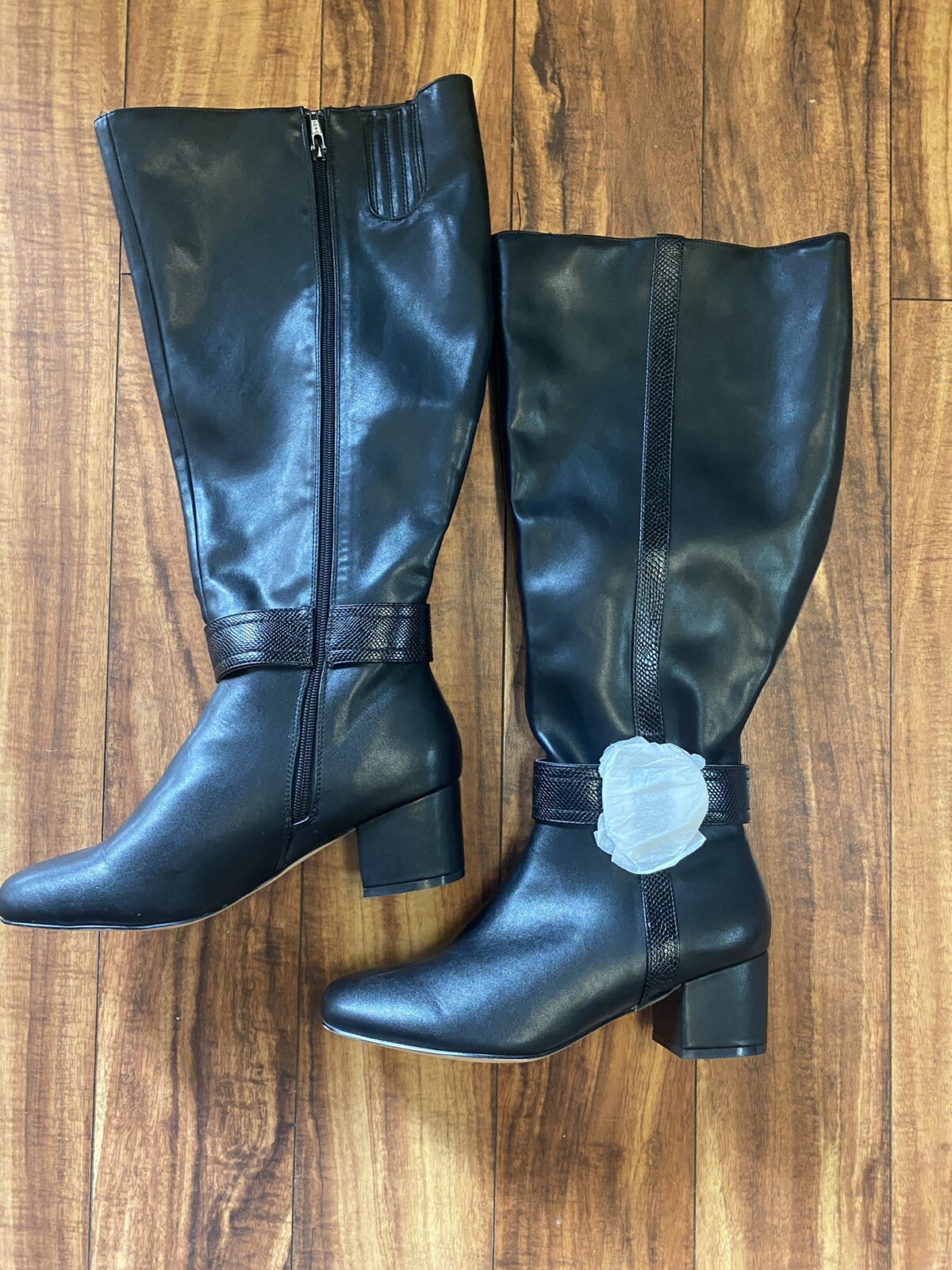 Wide-Calf Boots Knee High Buckle Belt 