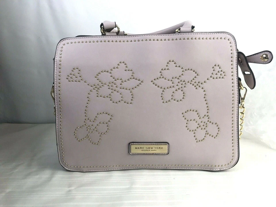 NEW-MARC NEW YORK Faux-Leather Satchel w/ Floral Micro Stud Detail - Color Lilac - Image 3 of 4