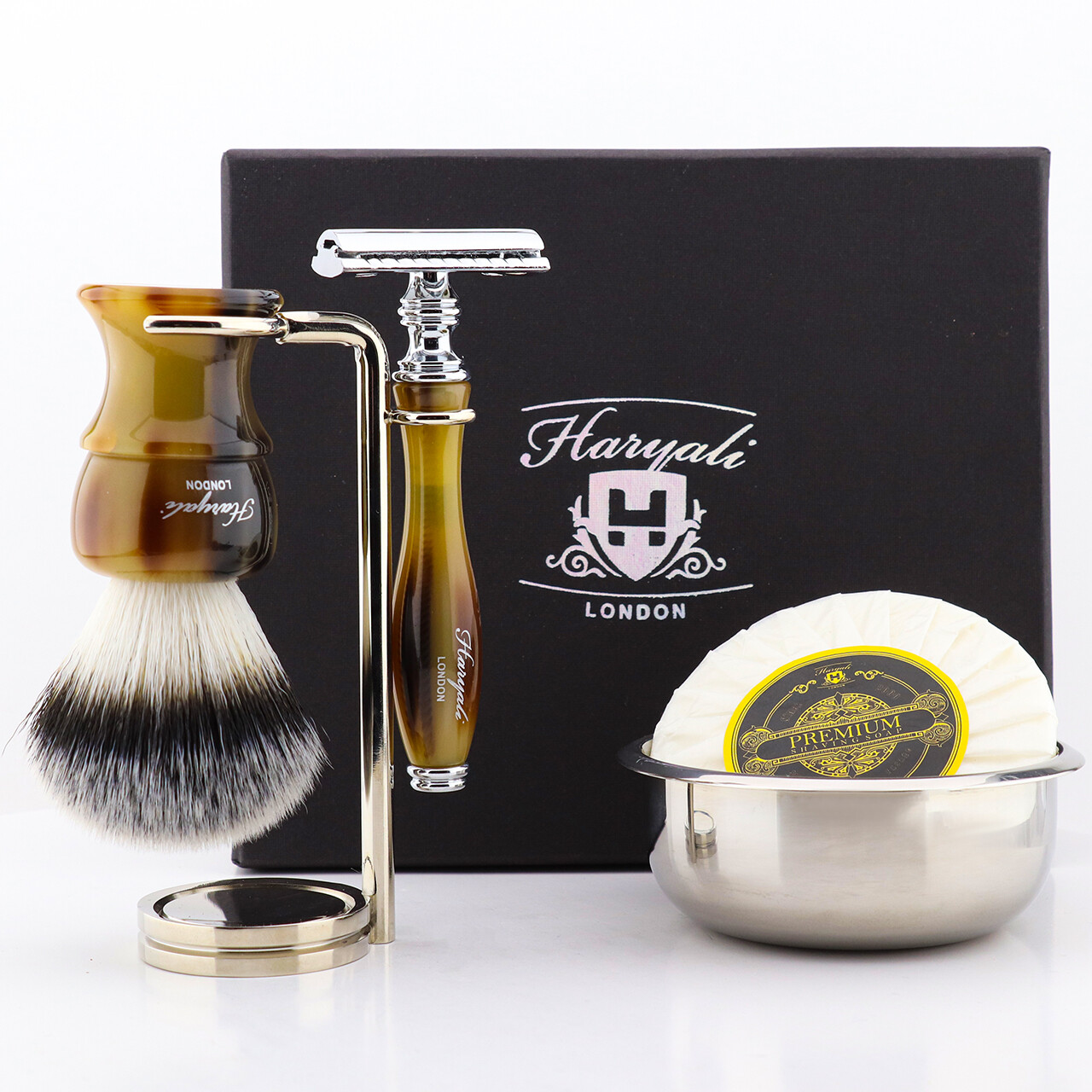 Synthetic Silver tip Shaving Brush kit For Men with Stand 5 pcs subscription Box-image