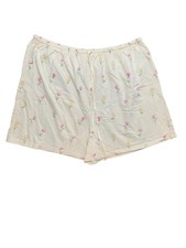 Vintage 90s Pale Yellow Tulip Lounge Shorts. Size 3x