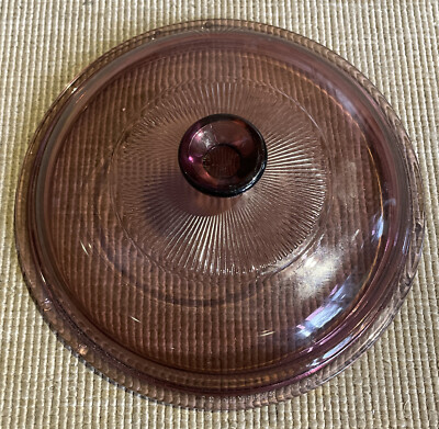 Pyrex Corning Ware Cranberry Glass Ribbed Replacement Lid V1.5C