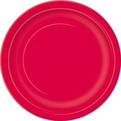 Unique Party 3124EU Umweltfreundliche Pappteller-18 cm-Rot Farbe-Packung mit 8 S
