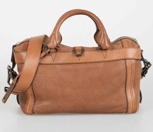 BURBERRY $1990 Brown Leather BANFORD BOWLING Bowler Tote Shoulder Bag NEW