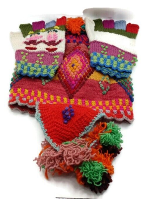 Set of Chullo with Multicolor Wool Gloves Hand Knitted Winter Warm Set of Chullo with Gloves Knitted in Multicolor Wool Winter  main image 3