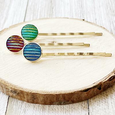 Green Red Blue Druzy Hair Pin Hair Pins for Women, Womens Hair Clip, Cute Bobby 