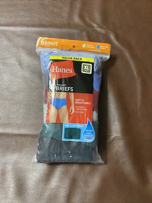 Hanes Men's Underwear Briefs, Mid-Rise, Moisture-Wicking, 6-Pack XL
