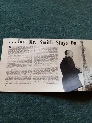 Wtr7  Ephemera 1954 TV article Mr e c Smith Alexandra Palace 