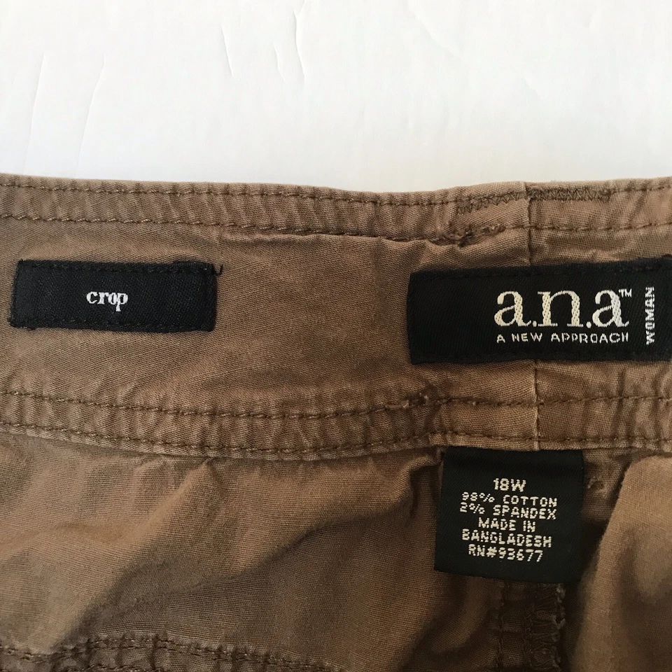 ana Cargo Capris Womens 18W Brown Crop Utility Hiking Gorp Rave Y2K - Image 2 of 4