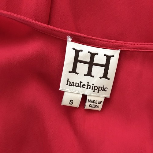 Haute Hippie Red Silk Chiffon Sleeveless V Neck Long High Low Midi Dress - S - Picture 9 of 9
