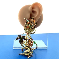 Lunch At The Ritz Turning Autumn Cubic Zirconia Enamel Statement Dangle Earrings