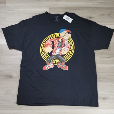 Popeye  T-Shirt Men's 2XL Black short Sleeve Graphic New