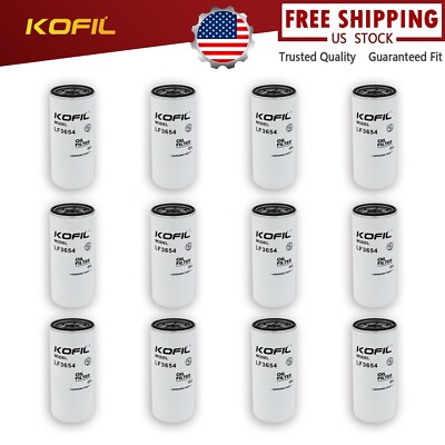 Pack 12 LF3654 Rotary Oil Filter Compatible For Freightliner ISX12G DD16 Engine