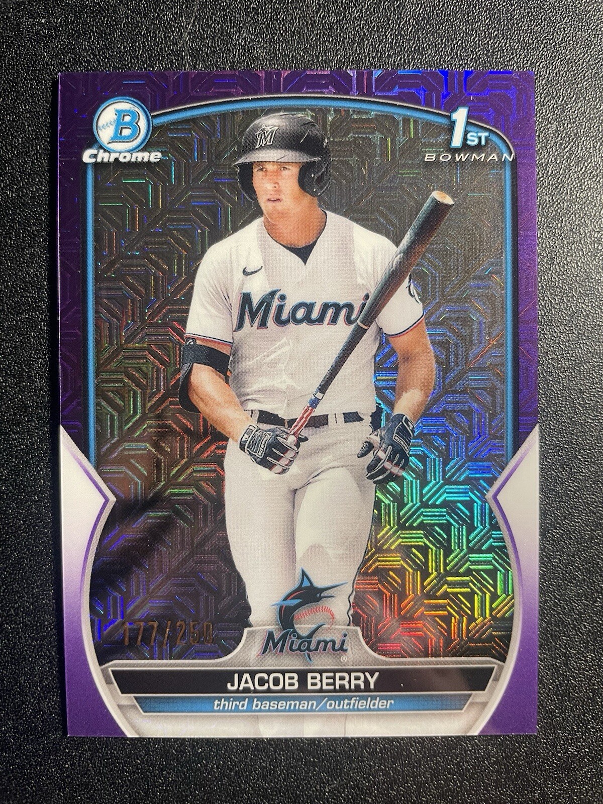 2023 Bowman Chrome - Jacob Berry #BCP-108 Purple Mojo Refractor 1st Bowman /250