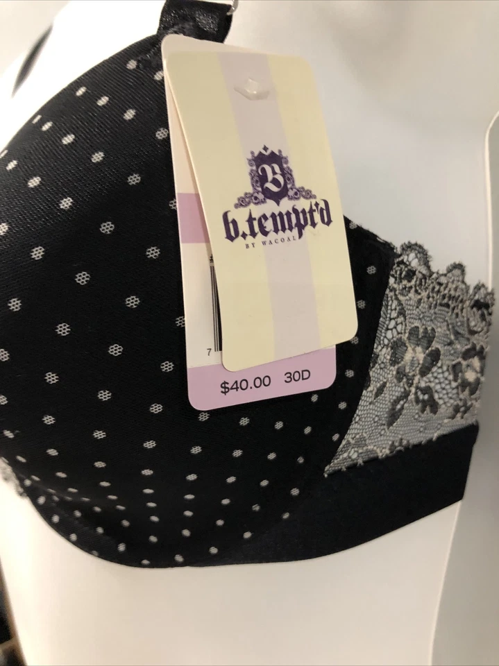 Sujetador negro b.tempt'd 953151 'Express Yourself' 30D encaje lunares Foto 4 de 4