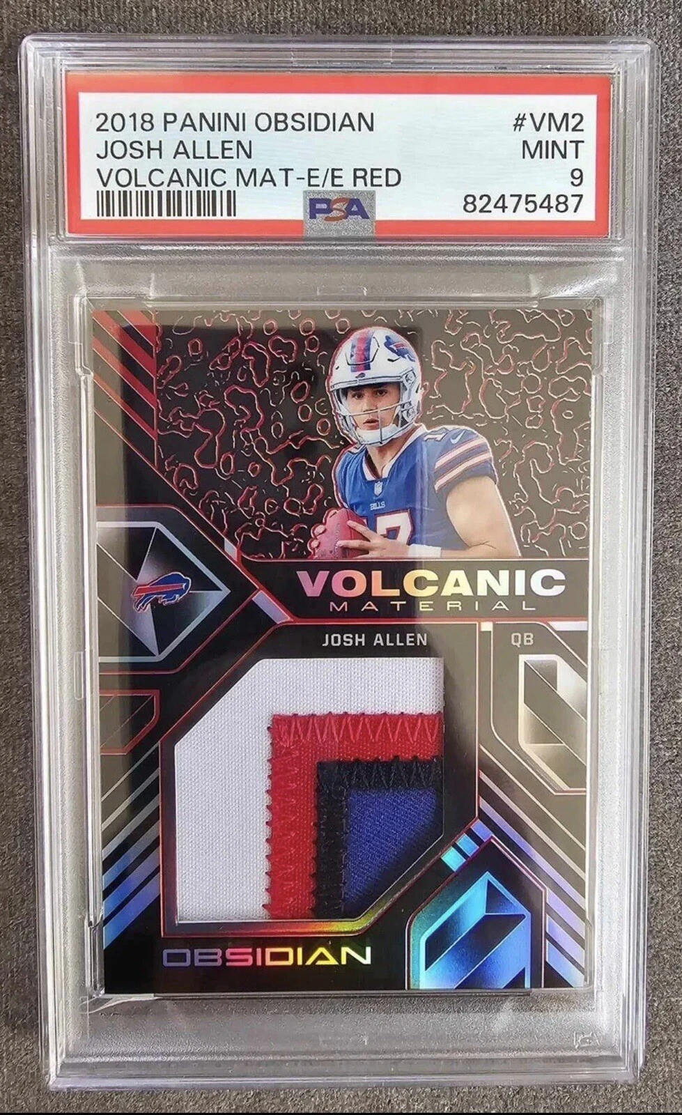 Josh Allen Panini Obsidian Volcanic Material #VM2 Electric Etch Red