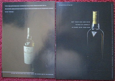 Lot of 2 Diff THE MACALLAN Old Single Malt Scotch Whiskey Print Ads ~ Quotes