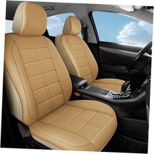 Faux Leather Car Seat Cover Quilting Foam Cover Beige Square Full Set