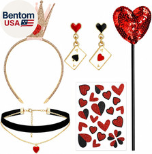 5 Pcs Halloween Queen Costume Accessories Set for Women, Crown Headband, Playing