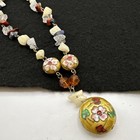 Vintage Chinese Cloisonne Enamel Quartz Carnelian Beaded Pendant Necklace — photo 2