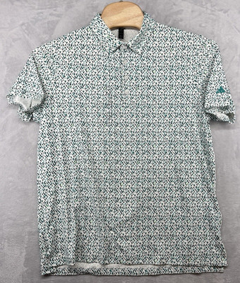 Adidas Ultimate 365 Micro Argyle Polo White Pure Teal JL5270 Men's Size XL NWT