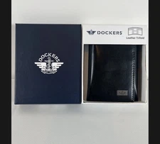 Dockers - Men's RFID Solid Genuine Leather Trifold Wallet, Black New in  Box