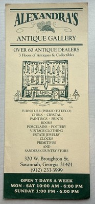 Alexandra s Antique Gallery Savannah Georgia GA Information Card