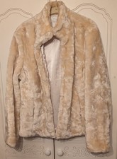 Amaranto Women's Cream Fake Fur Coat Jacket
