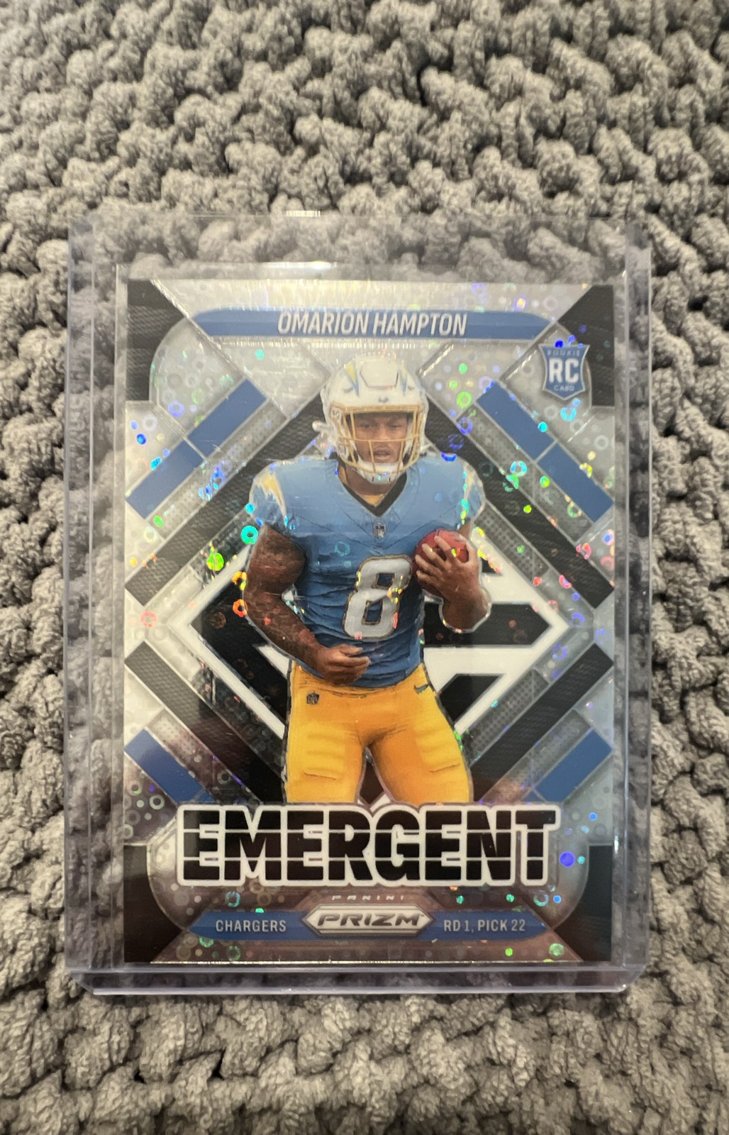 2025 Panini Prizm - Emergent Omarion Hampton #9 No Huddle Prizm (RC)