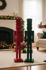 Giant 3 FT Velvet Flocked Nutcrackers Christmas Holiday Entryway Decor
