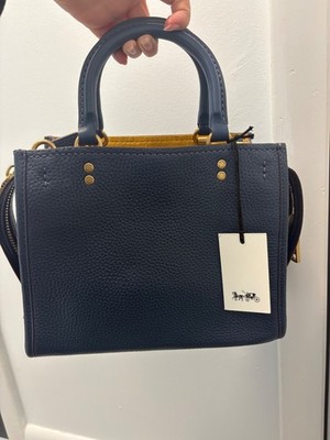NWT COACH 1941 Rogue 25 Dark Denim Blue Pebbled Leather Bag Orig Accessories