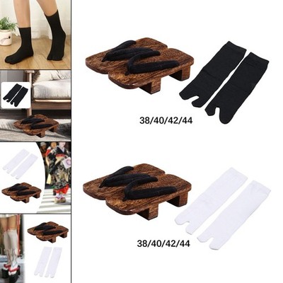 Japanische Holzclogs mit Tabi-Socken, Damen Herren, -Sandalen