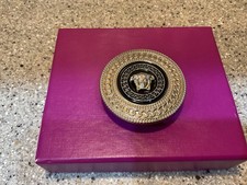 Versace Medusa Gold Tone and Blue Enamel Belt Buckle