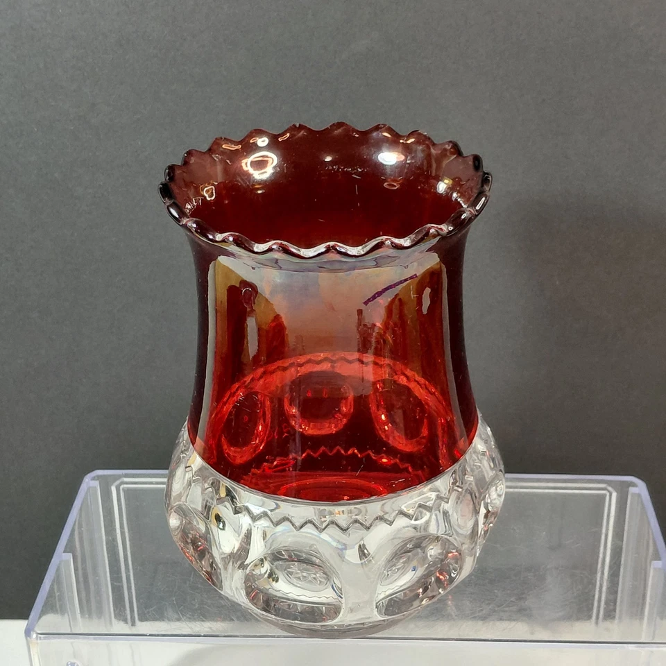 Antique Celery Vase EAPG Ruby Stain Adams Company King Crown Pattern - Image 3 of 4