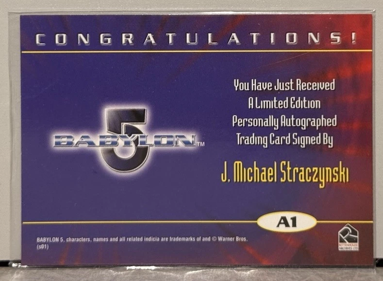 2001 Babylon 5 Creator J Michael Straczynski Signed Autograph Card A1 - RARE VGC - Image 2 of 4
