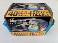 Memorex PC Formatted 3.5" HD 1.44MB Computer Diskettes Rainbow 40 Pack File Box