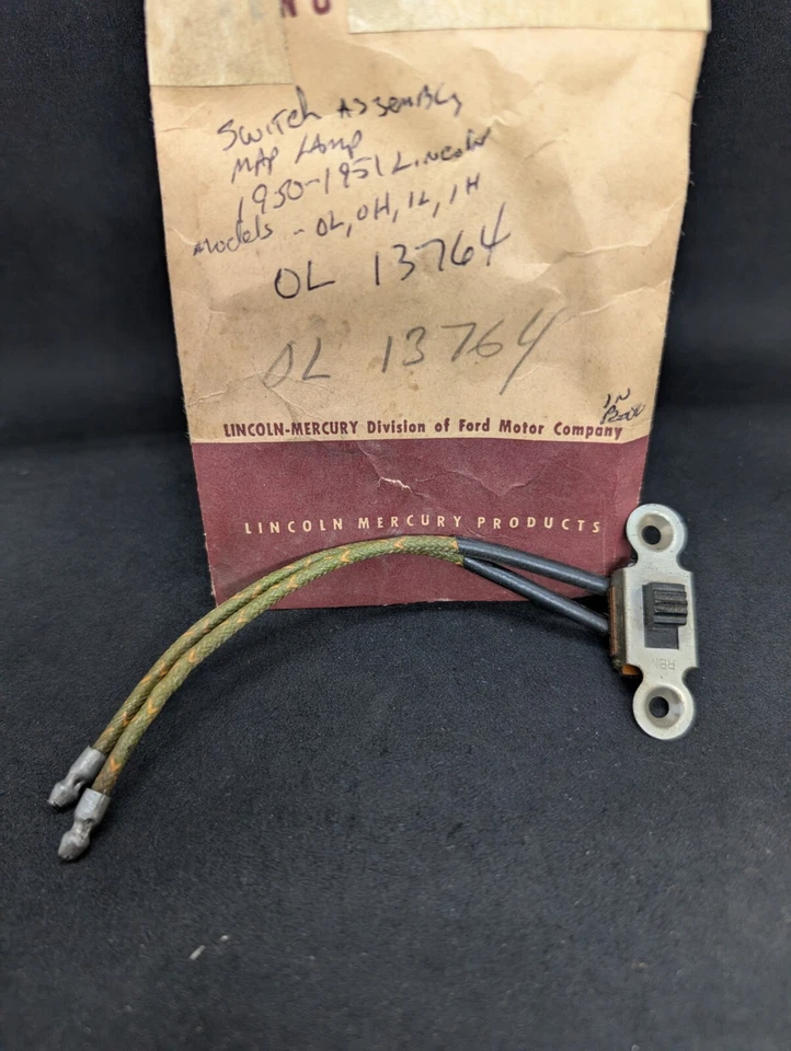 NOS 1950 1951 LINCOLN & COSMOPOLITAN OL OH IL IH MAPA INTERRUPTOR DE LUZ OL-13764 - Imagem 2 de 4