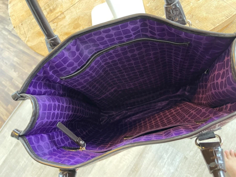 Bolso Shopper Vintage Kate Spade Lona Marrón $175 + Envío Gratis RARO Foto 4 de 4