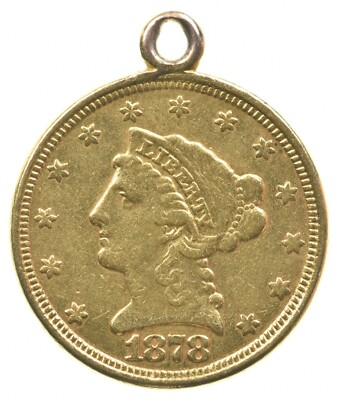えつ　luck+hope+happiness+loyalty 1878 $2.50 Liberty Head Gold Quarter Eagle Love Token Pendant