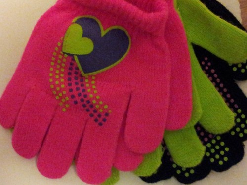 Kids Stretch Knit Gloves 3 Pair Pack One Size Fits Most Bright Colors NEW - Picture 3 of 16