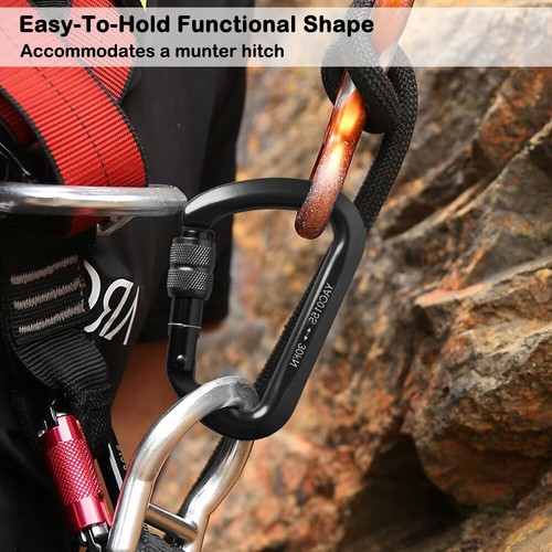 30KN Rock Tree Climbing Carabiner Aluminum Locking Screwgate Clip Hook Rescue CE - Picture 5 of 9