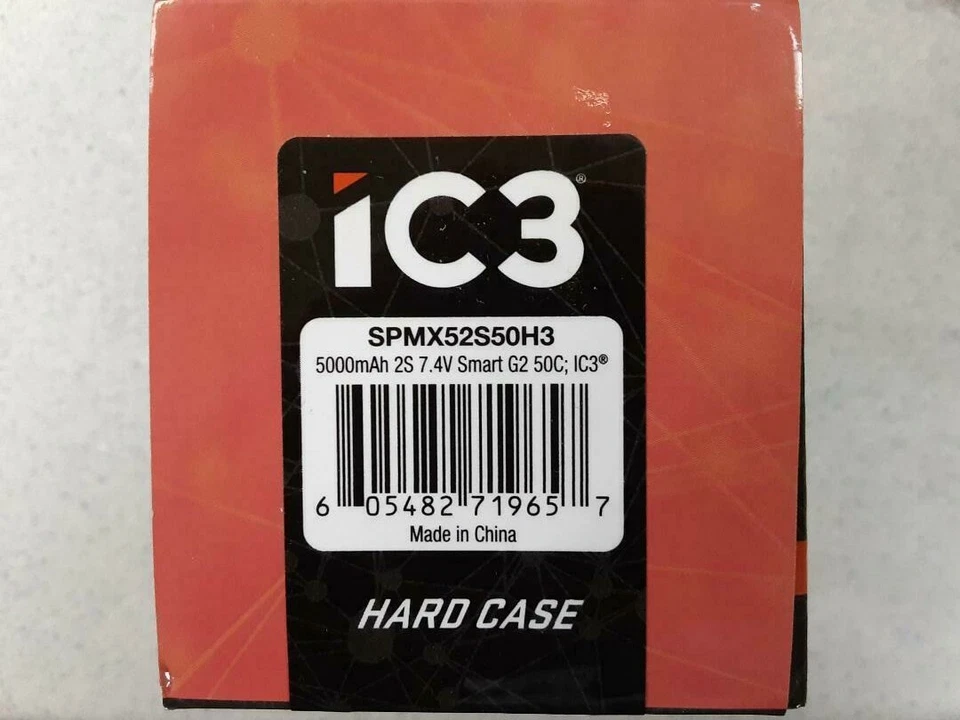 Spektrum 7.4V 5000mAh 2S 50C Smart LiPo G2 Hard Case for IC3 SPMX52S50H3 New!! - Image 3 of 4