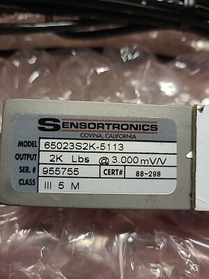 Sensortronics 65023S-2K-5113 Load Cell 2000 lbs..NEW..OPEN BOX..SEE PICS 