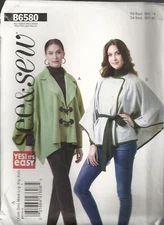 BUTTERICK See& Sew B6580 MISSES' SIZE XS-XXL CAPES & BELTS SEWING PATTERN ©2018