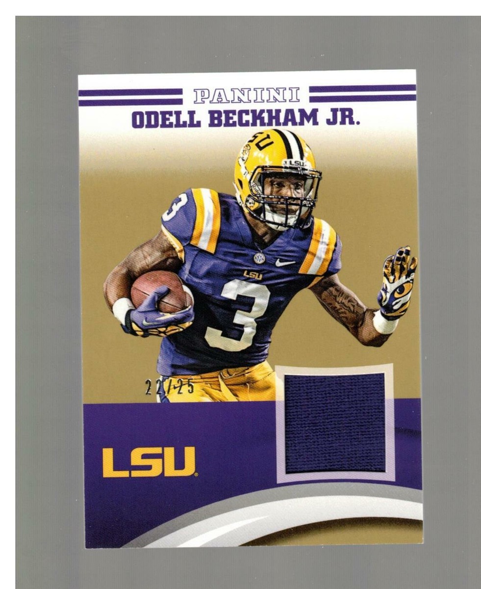 LSU TIGERS 2015 PANINI ODELL BECKHAM JR GOLD GAME-WORN LSU