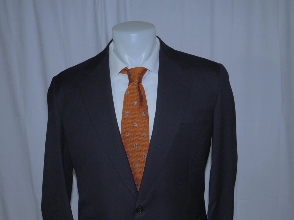 William Fioravanti Bespoke Solid Navy Blue Two Button Suit 38L - Image 4 of 4