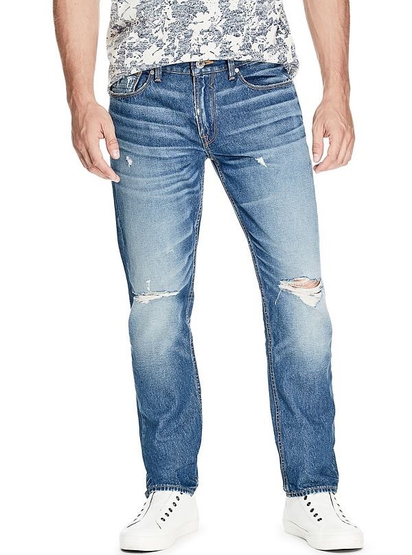 ★2023SS新作★glowny★95 DESTROYED STRAIGHT FIT JEANS Guess Eco Mateo Destroyed Straight Jeans | Dillard's