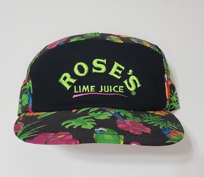 ROSE'S LIME JUICE Tropical Print Vintage Snapback Hat NWOT