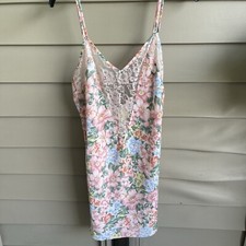 Vintage Gold Tag Victoria  s Secret Pink Floral Chemise Medium Slip Dress Fairy